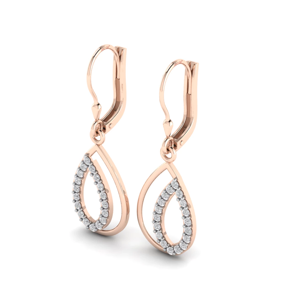 Pargold Solid Gold Inner Spark Teardrop Earrings -Rose_Diamond_Diamond_Static_Rose