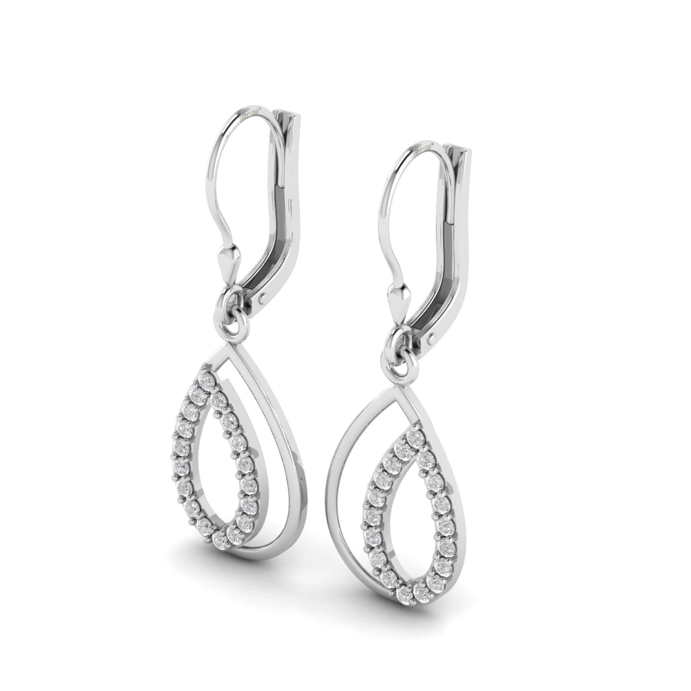 Pargold Solid Gold Inner Spark Teardrop Earrings -Silver_Diamond_Diamond_Static_Silver