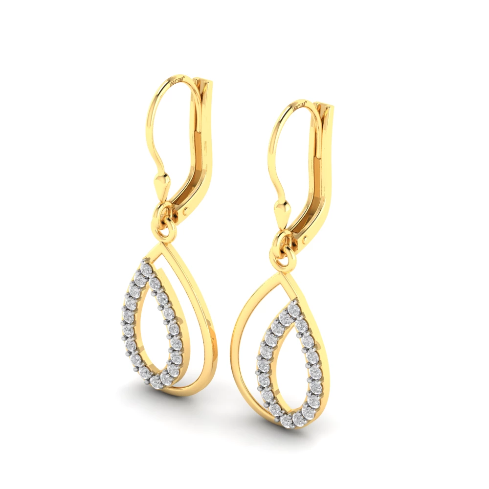 Pargold Solid Gold Inner Spark Teardrop Earrings -Gold_Diamond_Diamond_Static_Gold