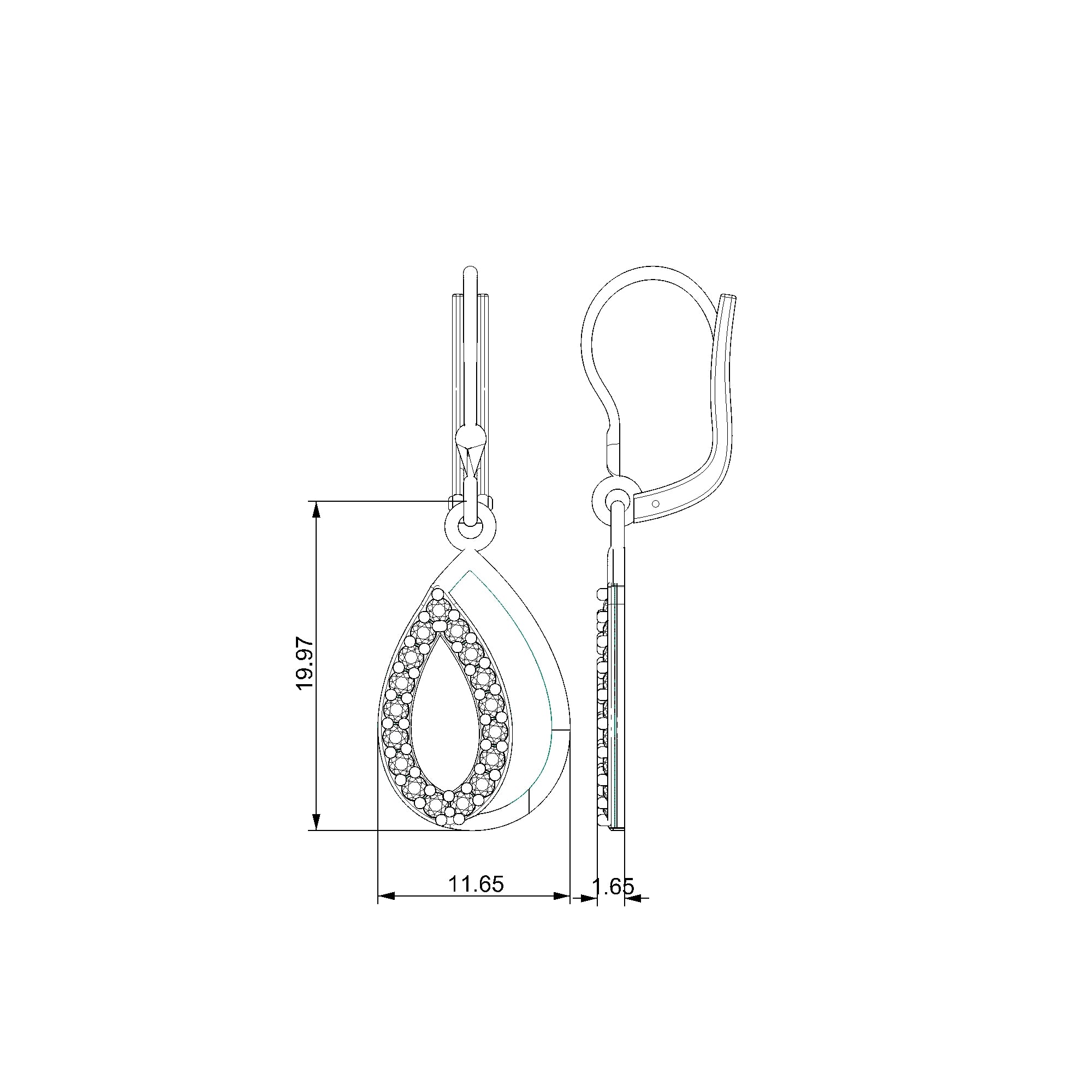 Pargold Solid Gold Inner Spark Teardrop Earrings-Static