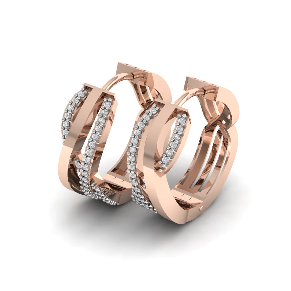 Pargold Solid Gold Infinite Gleam Hoop Earrings -Rose_Diamond_Diamond_Static_Rose