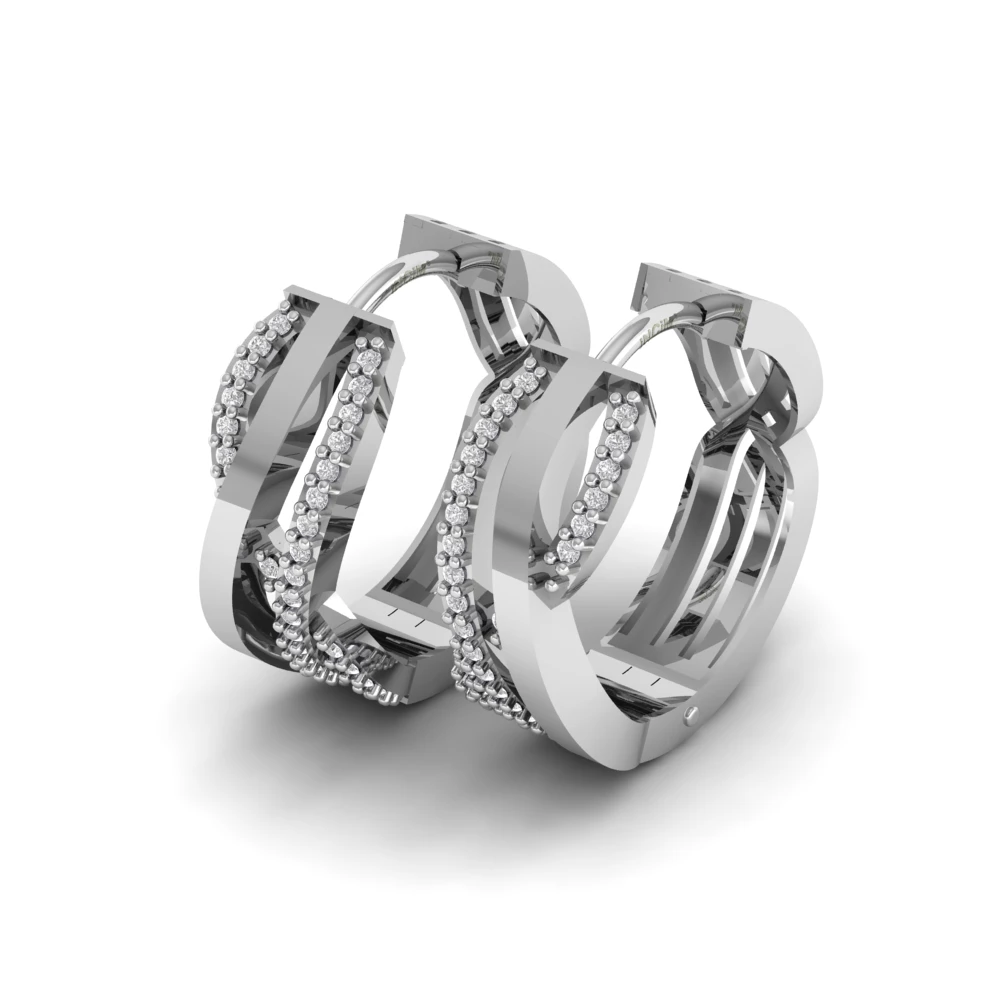 Pargold Solid Gold Infinite Gleam Hoop Earrings -Silver_Diamond_Diamond_Static_Silver