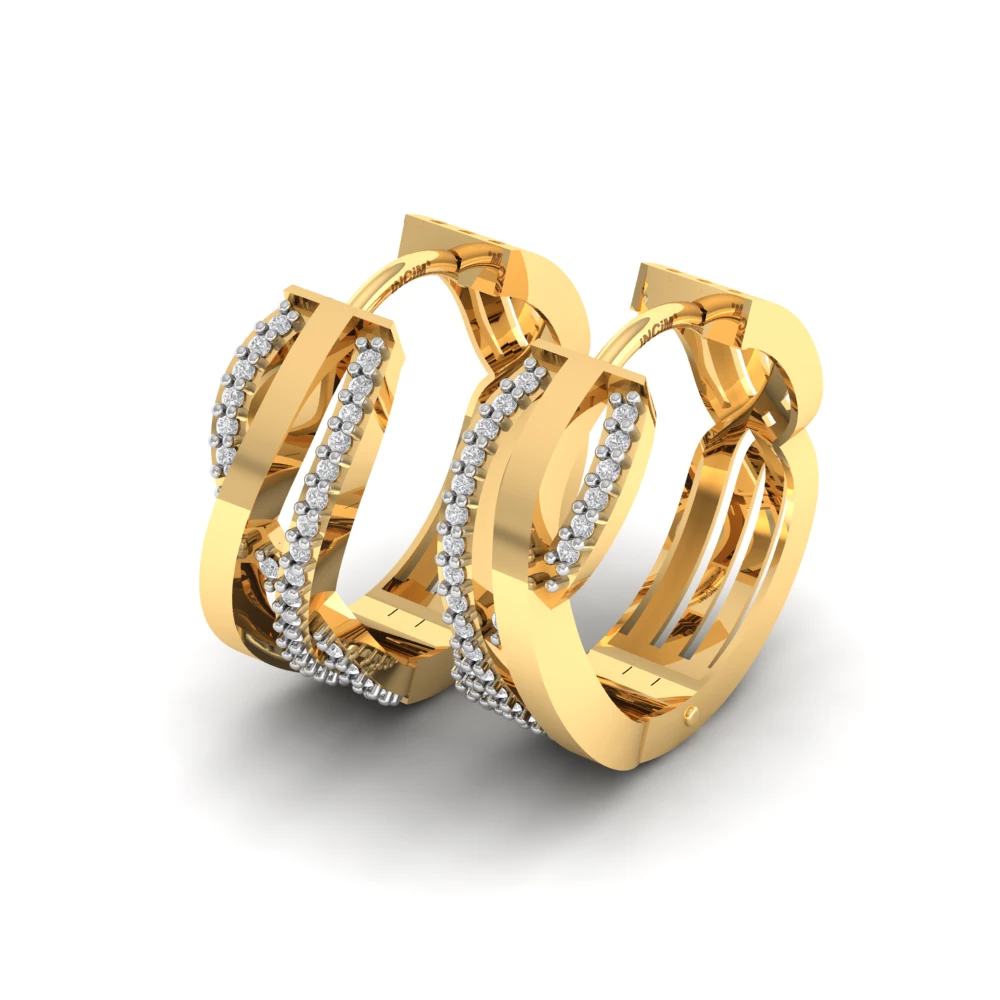 Pargold Solid Gold Infinite Gleam Hoop Earrings -Gold_Diamond_Diamond_Static_Gold