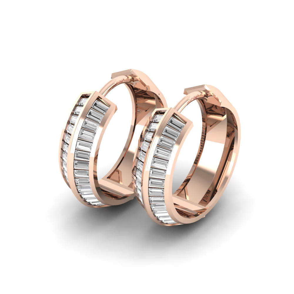 Pargold Solid Gold Baguette Pav√© Hoop Earrings -Rose_Diamond_Diamond_Static_Rose