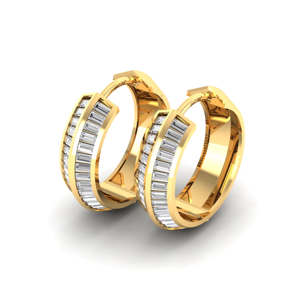 Pargold Solid Gold Baguette Pav√© Hoop Earrings -Gold_Diamond_Diamond_Static_Gold