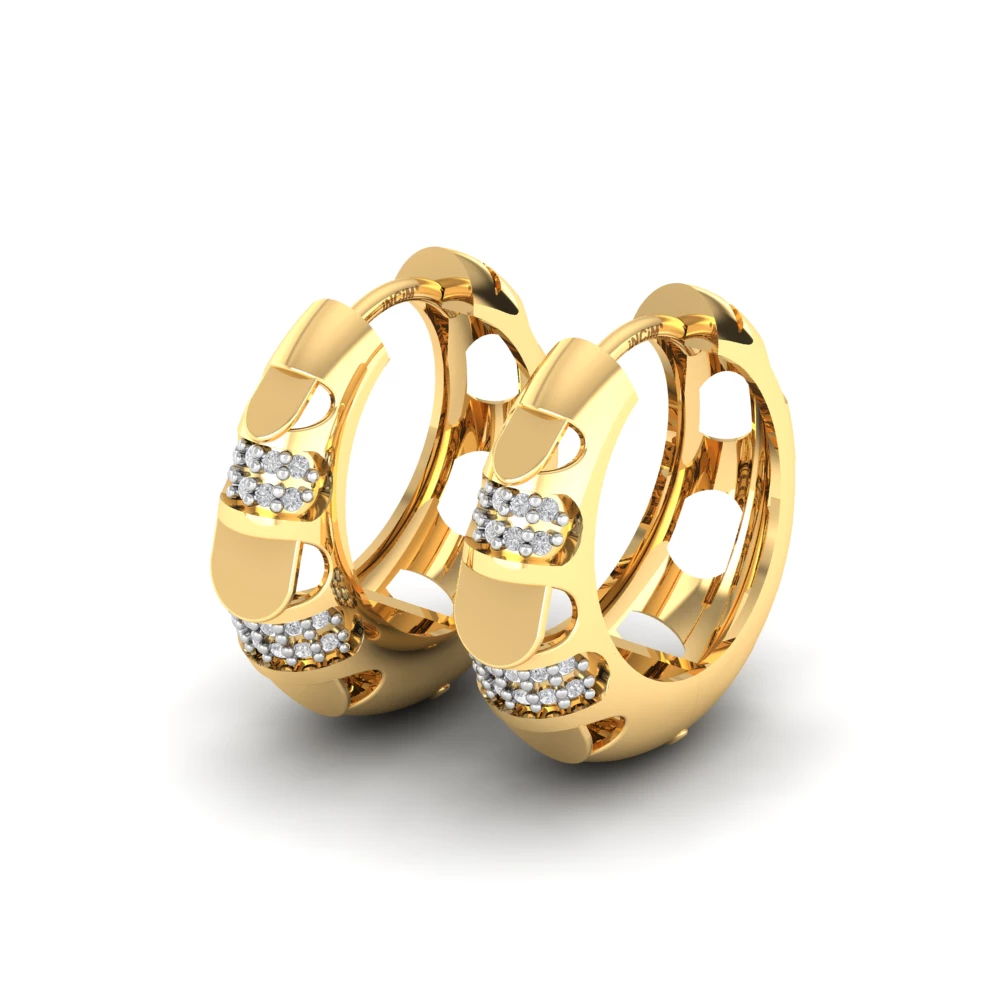 Pargold Solid Gold Round Gala Hoop Earrings -Gold_Diamond_Diamond_Static_Gold