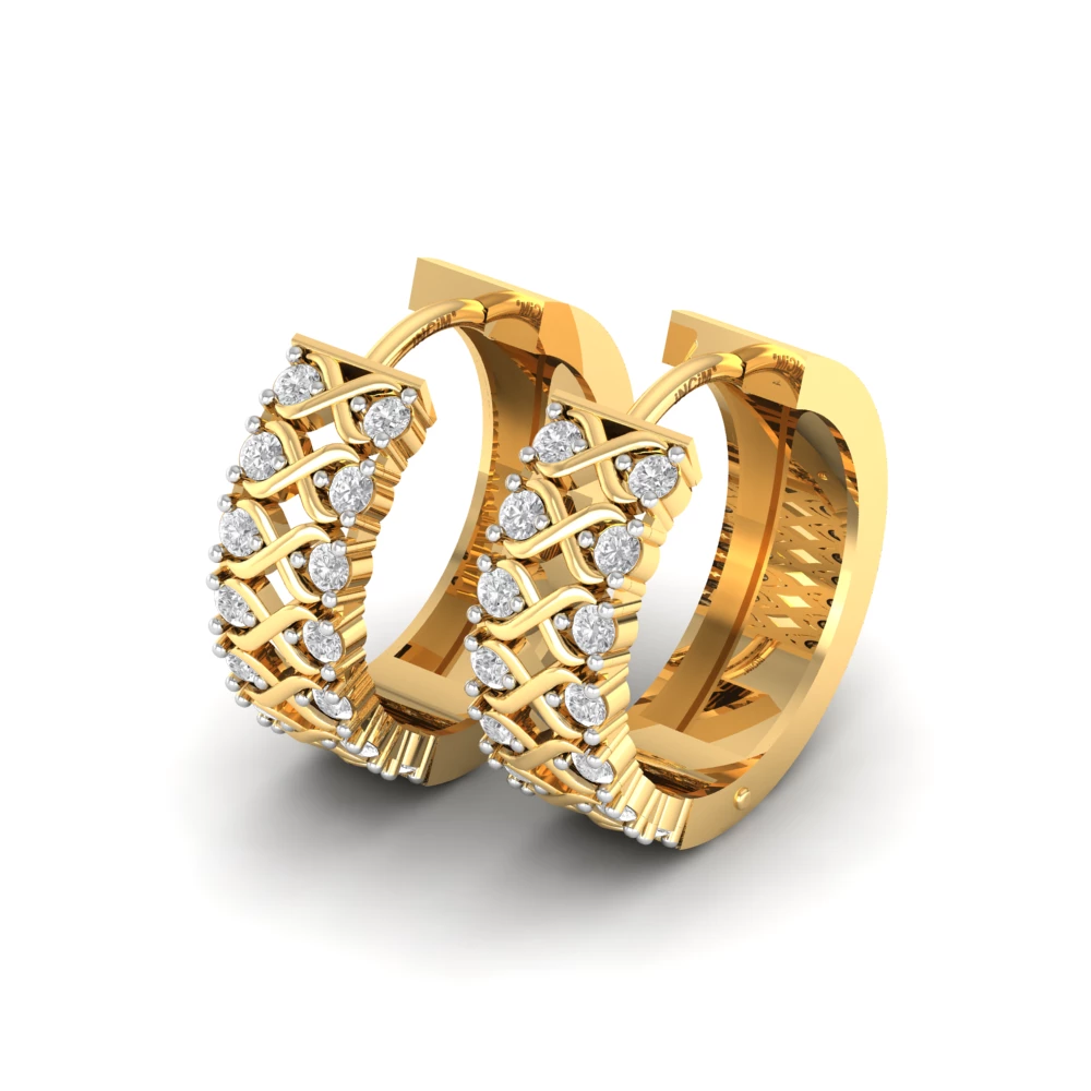 Pargold Solid Gold Infinite Glow Gemstone Hoop Earrings -Gold_Diamond_Diamond_Static_Gold