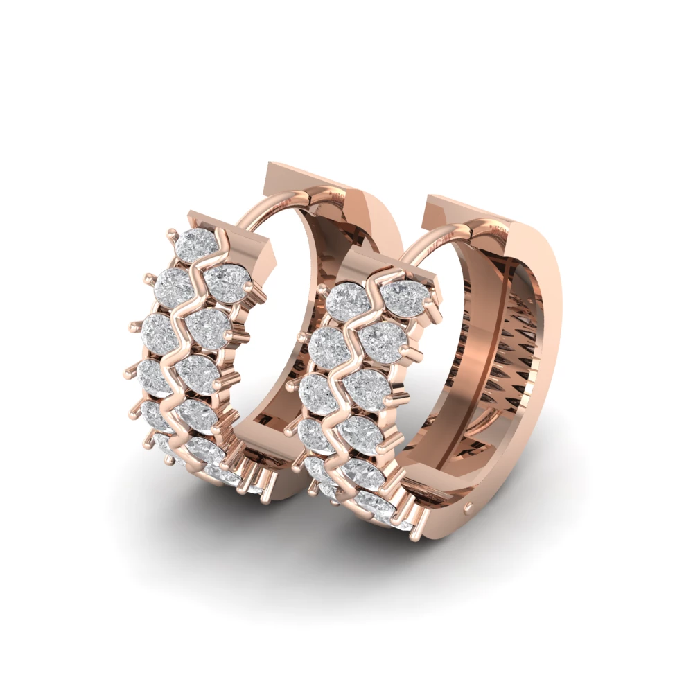 Pargold Solid Gold Zigzag Brilliance Hoop Earrings -Rose_Diamond_Diamond_Static_Rose