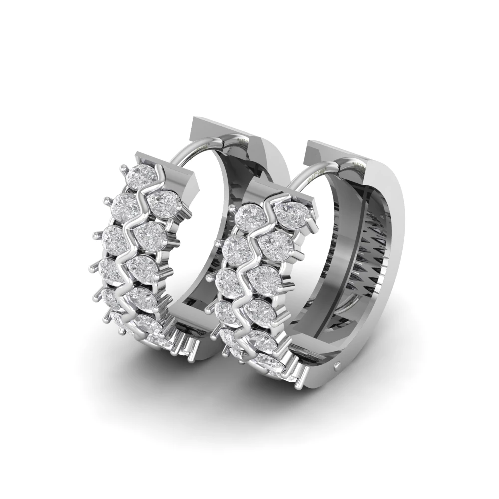 Pargold Solid Gold Zigzag Brilliance Hoop Earrings -Silver_Diamond_Diamond_Static_Silver