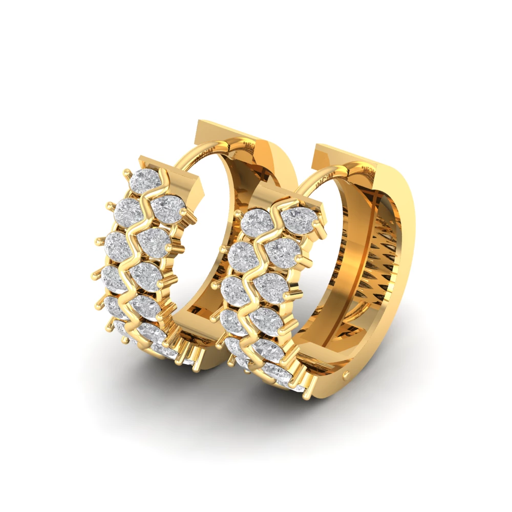 Pargold Solid Gold Zigzag Brilliance Hoop Earrings -Gold_Diamond_Diamond_Static_Gold