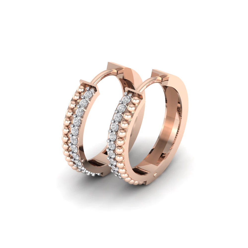 Pargold Solid Gold Radiant Orbit Elegance Hoop Earrings -Rose_Diamond_Diamond_Static_Rose