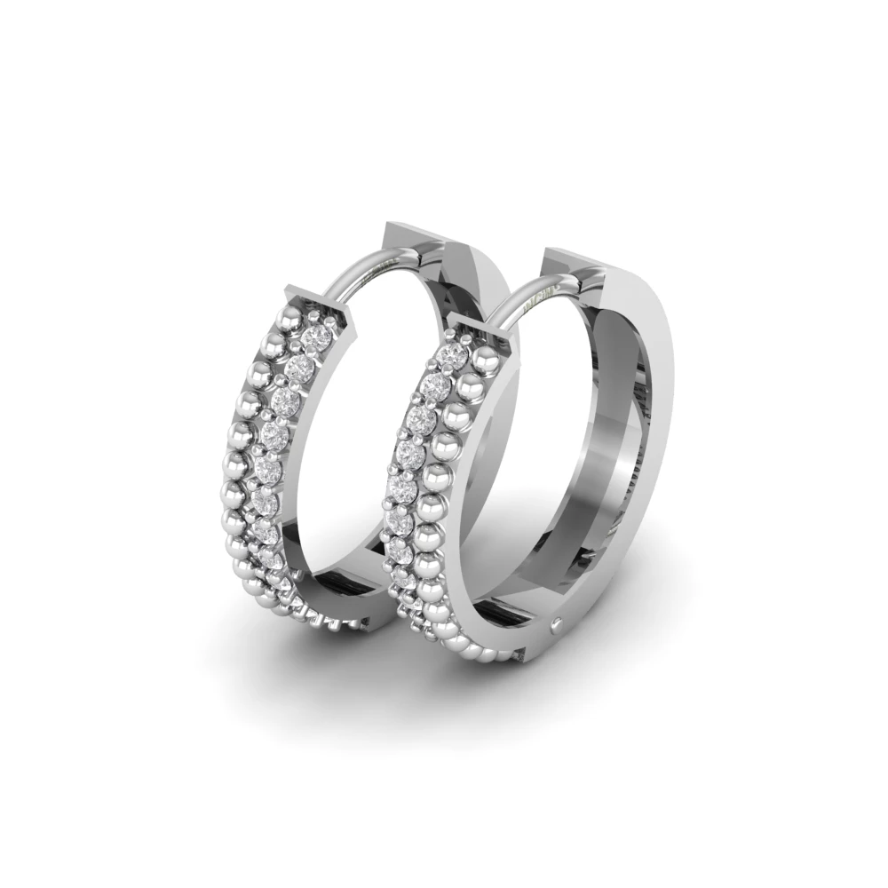 Pargold Solid Gold Radiant Orbit Elegance Hoop Earrings -Silver_Diamond_Diamond_Static_Silver