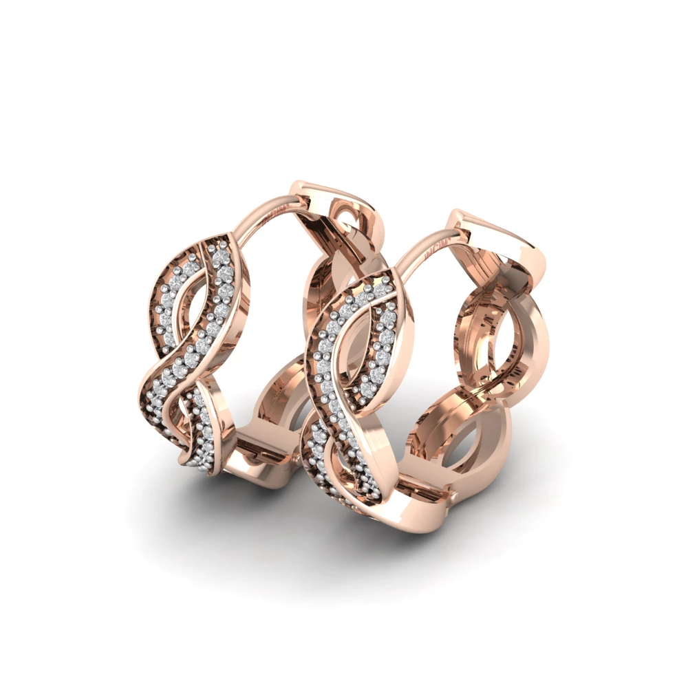 Pargold Solid Gold Infinite Gleam Twist Hoop Earrings -Rose_Diamond_Diamond_Static_Rose