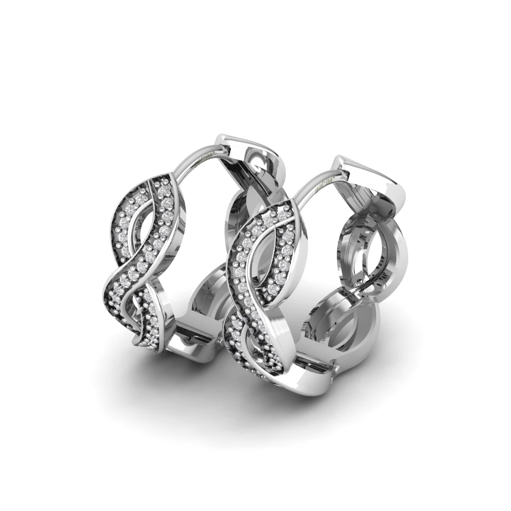 Pargold Solid Gold Infinite Gleam Twist Hoop Earrings -Silver_Diamond_Diamond_Static_Silver