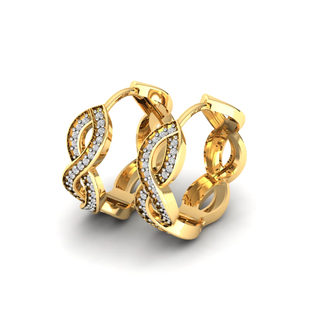 Pargold Solid Gold Infinite Gleam Twist Hoop Earrings -Gold_Diamond_Diamond_Static_Gold