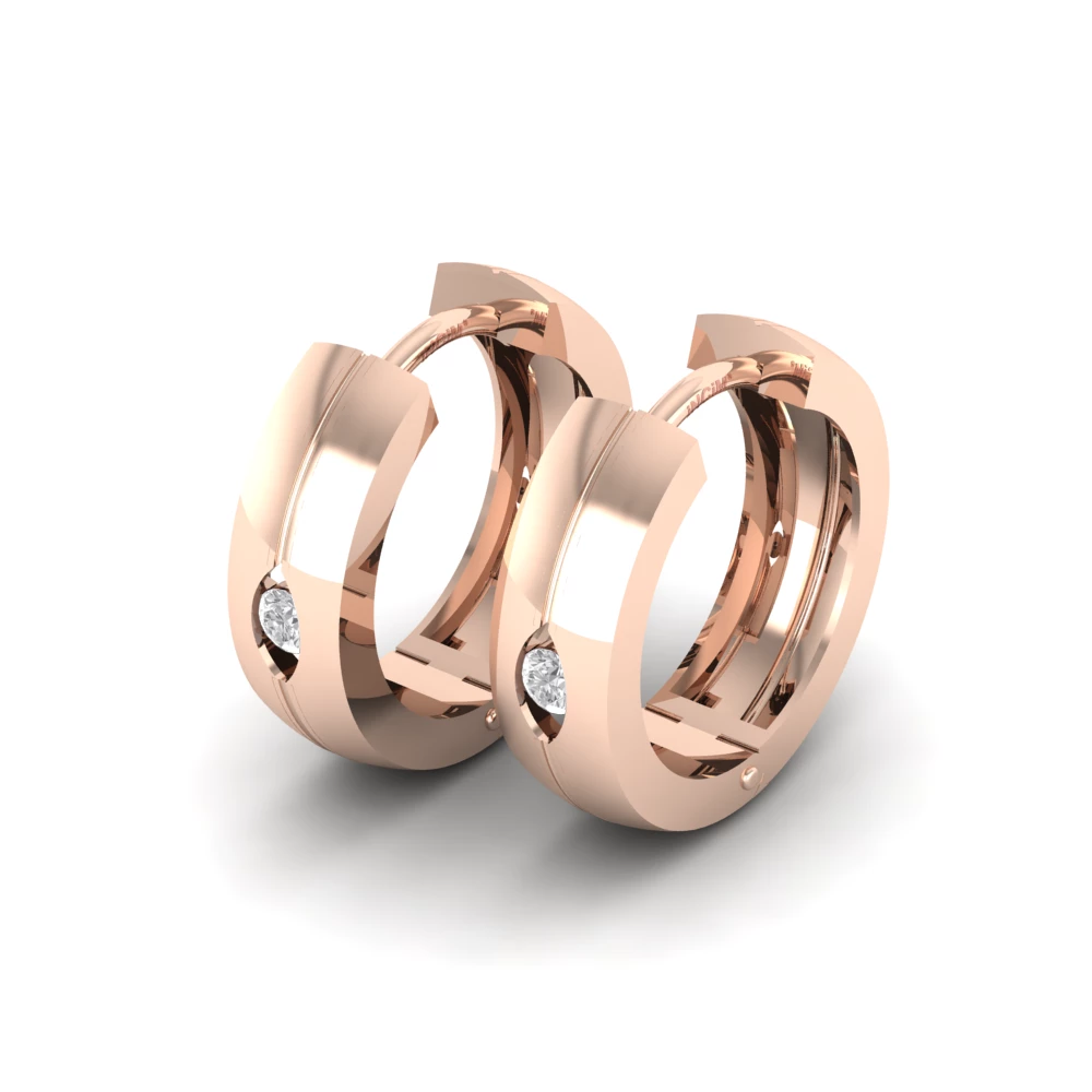 Pargold Solid Gold Solitaire Harmony Hoop Earrings  -Rose_Diamond_Static_Rose