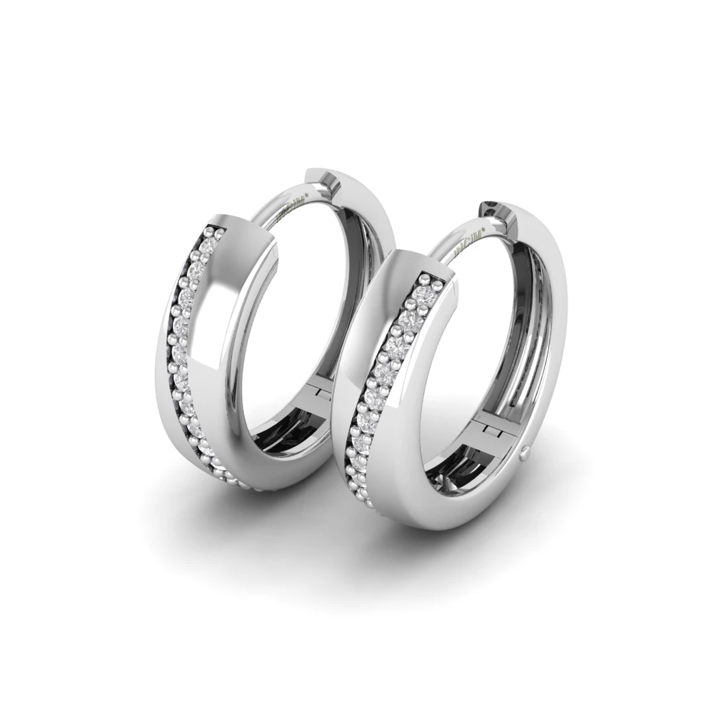 Pargold Solid Gold Luxe Cascade Hoop Earrings -Silver_Diamond_Diamond_Static_Silver