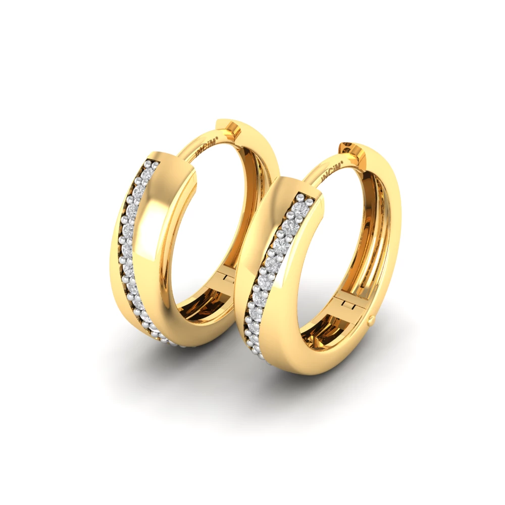 Pargold Solid Gold Luxe Cascade Hoop Earrings -Gold_Diamond_Diamond_Static_Gold