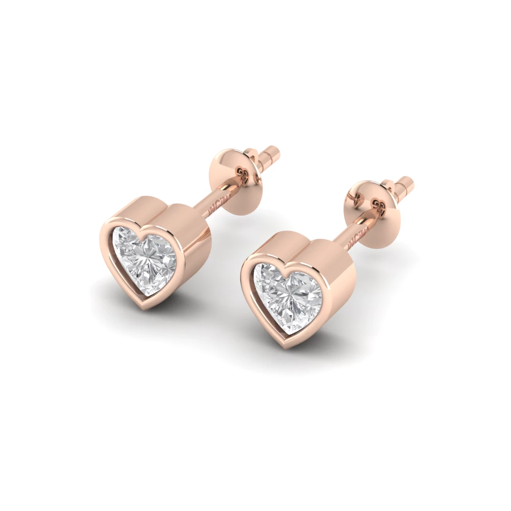 Pargold Solid Gold Cherished Heart Studs -Rose_Diamond_Static_Rose