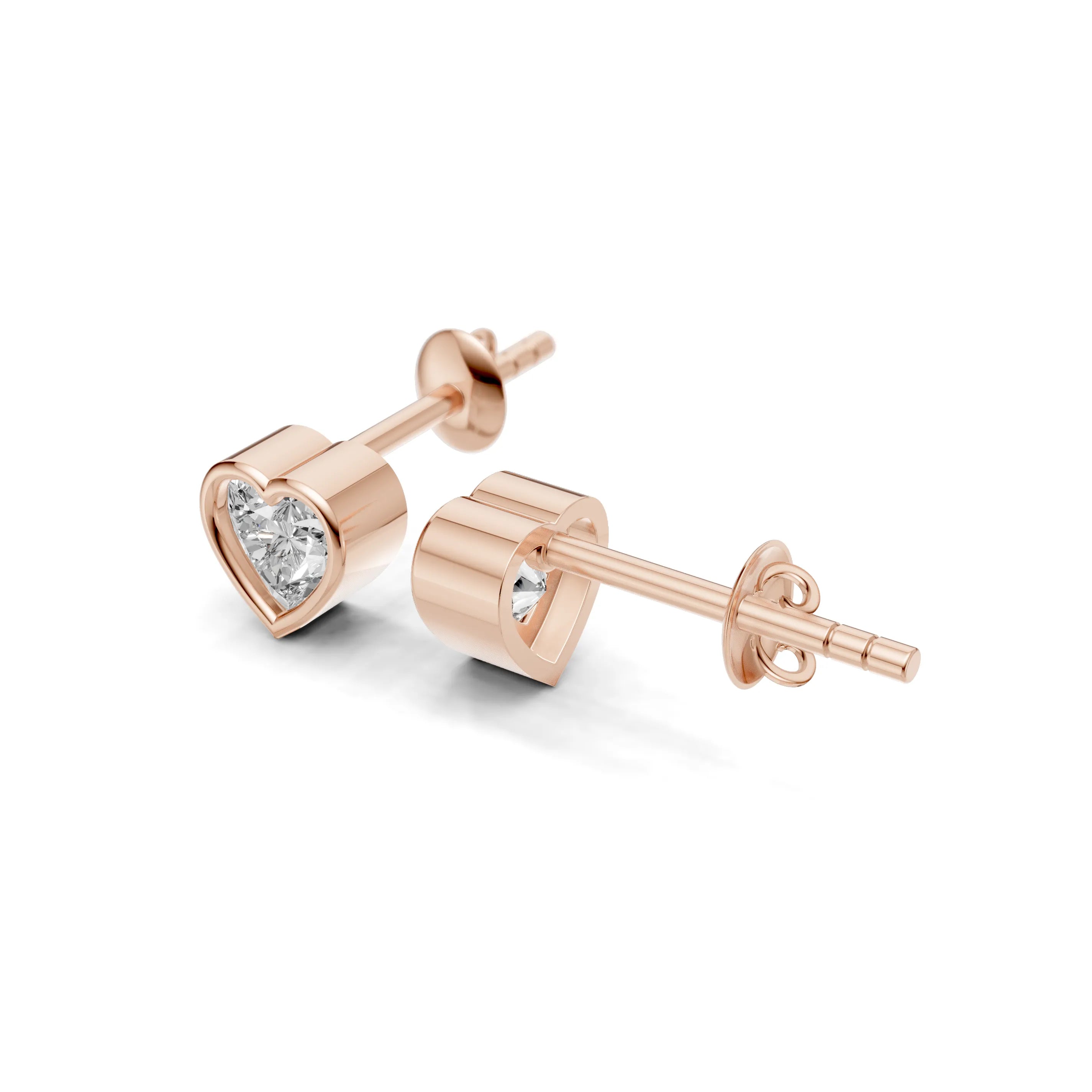 Pargold Solid Gold Heart-Shaped Diamond Stud Earrings -Rose_Diamond_Static_Rose