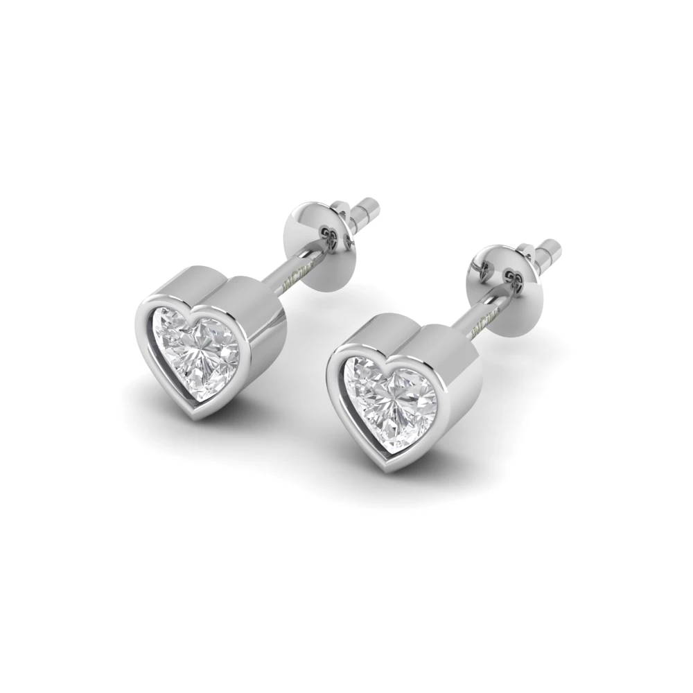 Pargold Solid Gold Cherished Heart Studs -Silver_Diamond_Static_Silver