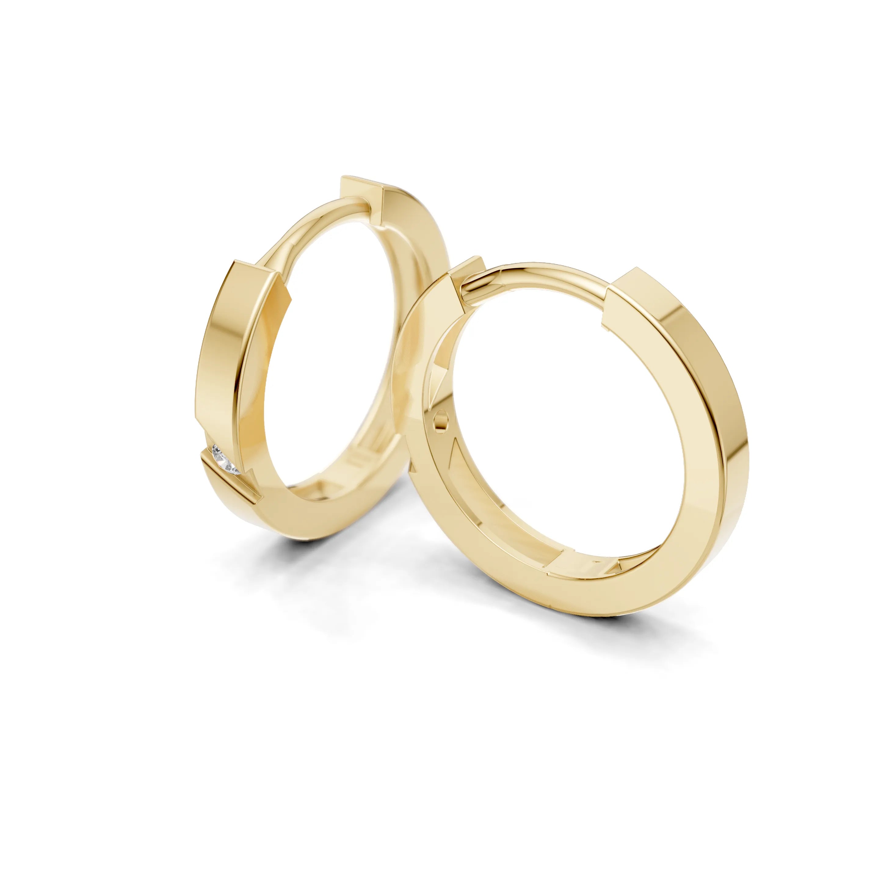 Pargold Solid Gold Elegant Gold Hoop Earrings -Gold_Diamond_Static_Gold