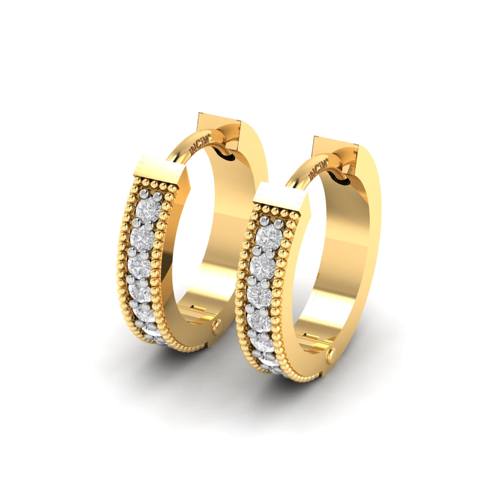 Pargold Solid Gold Beaded Brilliance Hoops -Gold_Diamond_Diamond_Static_Gold