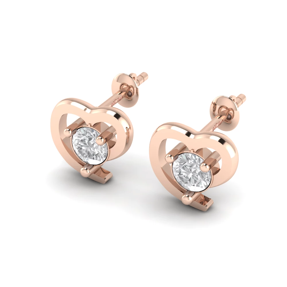 Pargold Solid Gold Encompassed Heart Studs -Rose_Diamond_Static_Rose