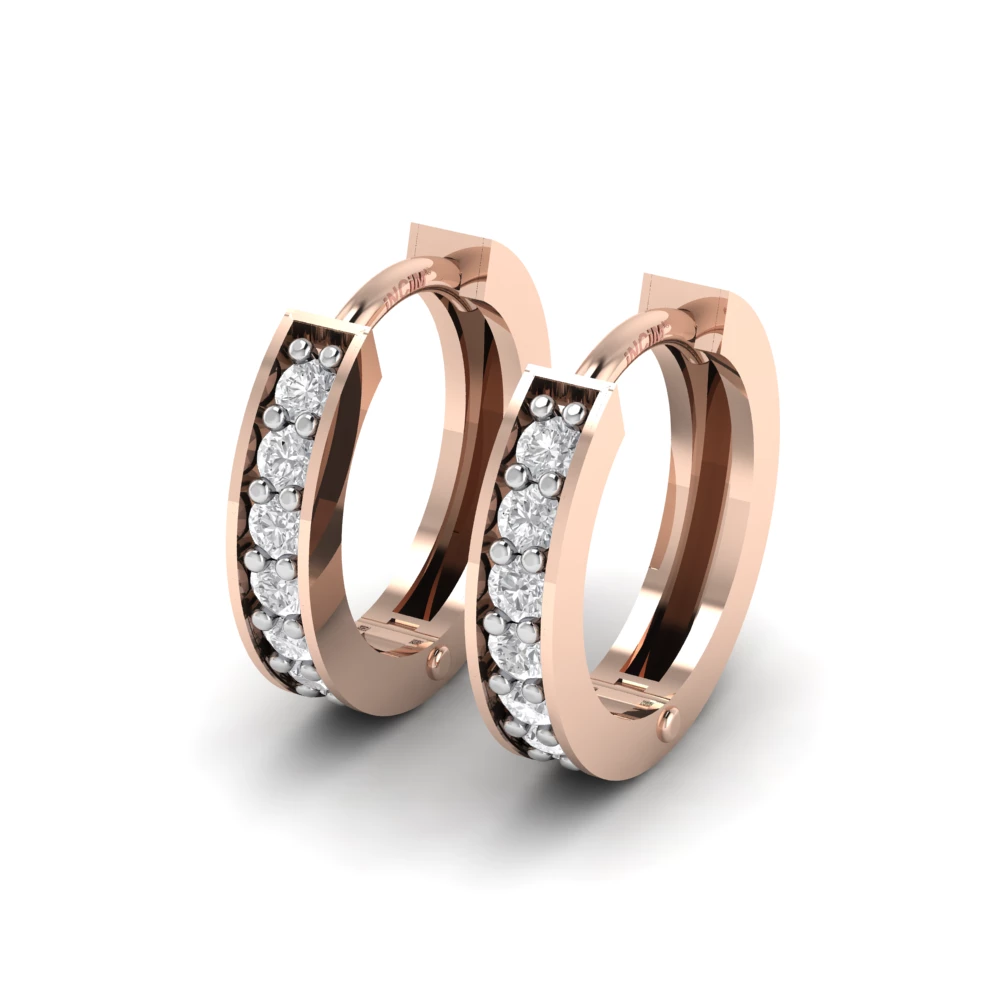 Pargold Solid Gold Luminous Cascade Hoop Earrings -Rose_Diamond_Diamond_Static_Rose