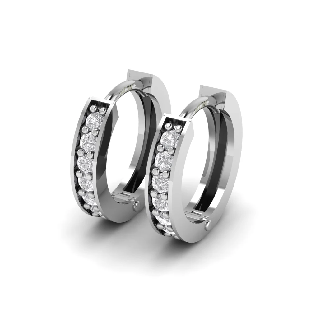 Pargold Solid Gold Luminous Cascade Hoop Earrings -Silver_Diamond_Diamond_Static_Silver