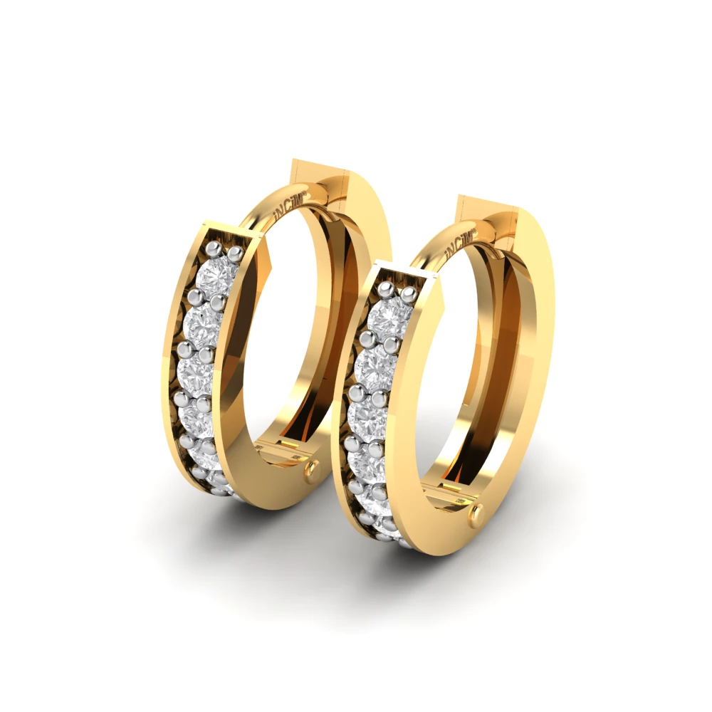 Pargold Solid Gold Luminous Cascade Hoop Earrings -Gold_Diamond_Diamond_Static_Gold