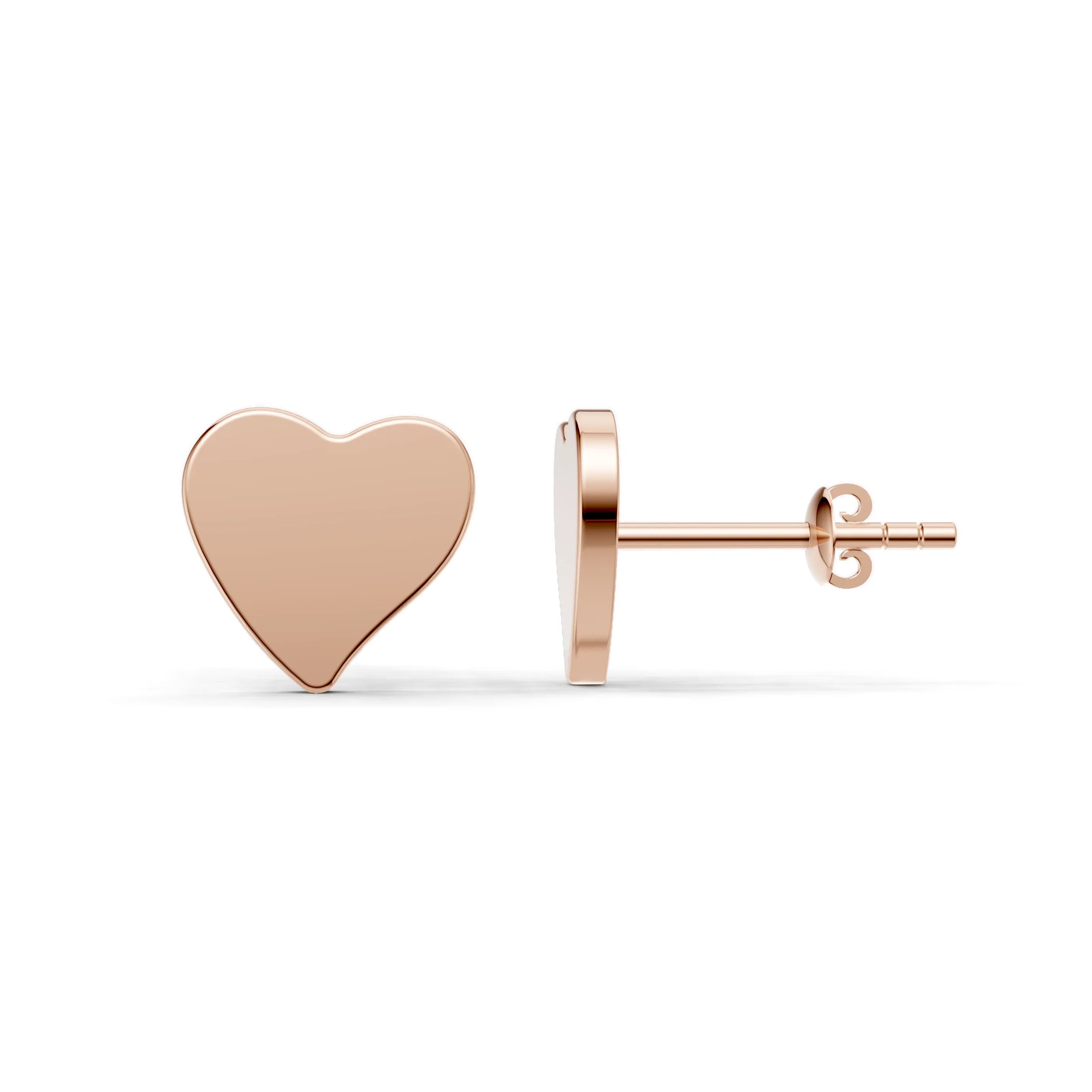 Pargold Solid Gold Heart-Shaped Gold Stud Earrings -Rose_Static_Rose