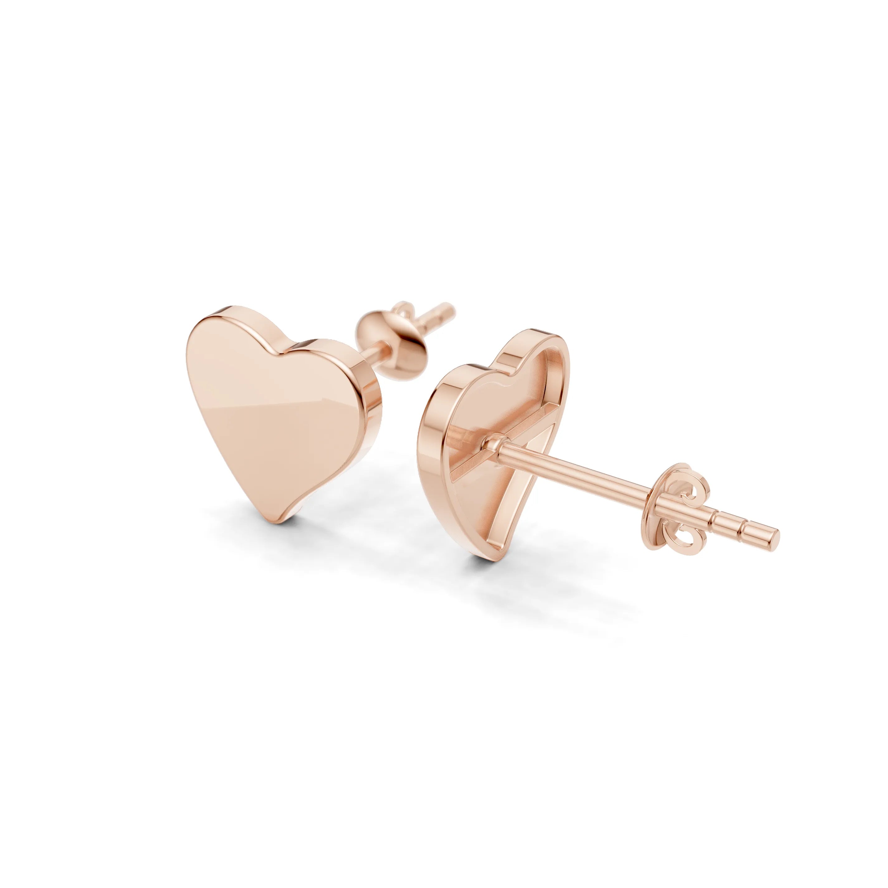 Pargold Solid Gold Heart-Shaped Gold Stud Earrings -Rose_Static_Rose