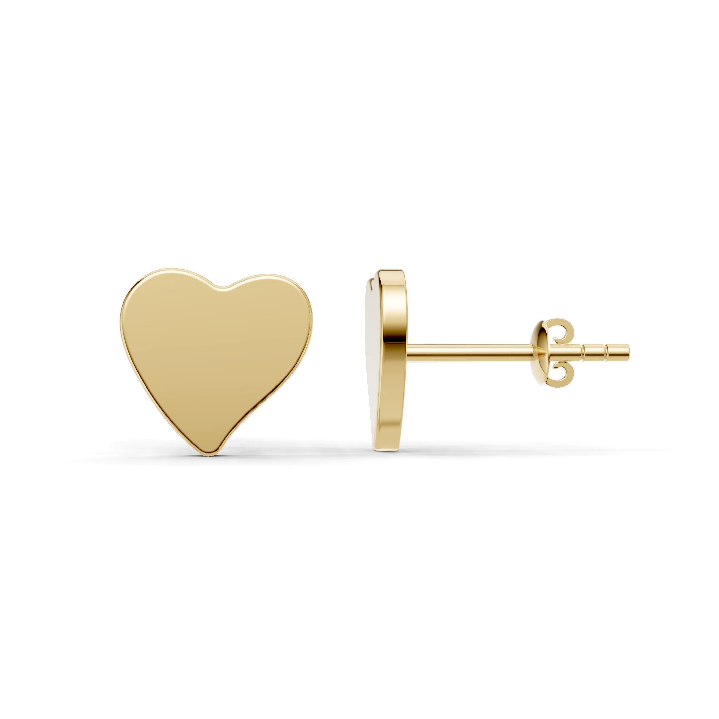 Pargold Solid Gold Heart-Shaped Gold Stud Earrings -Gold_Static_Gold