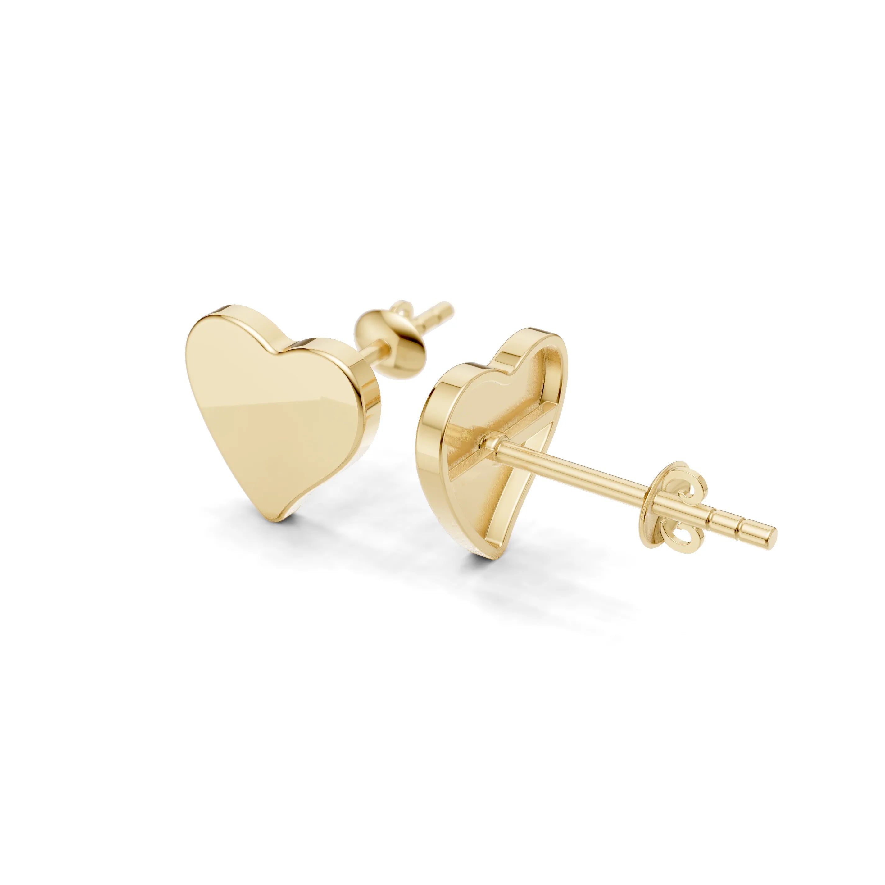 Pargold Solid Gold Heart-Shaped Gold Stud Earrings -Gold_Static_Gold