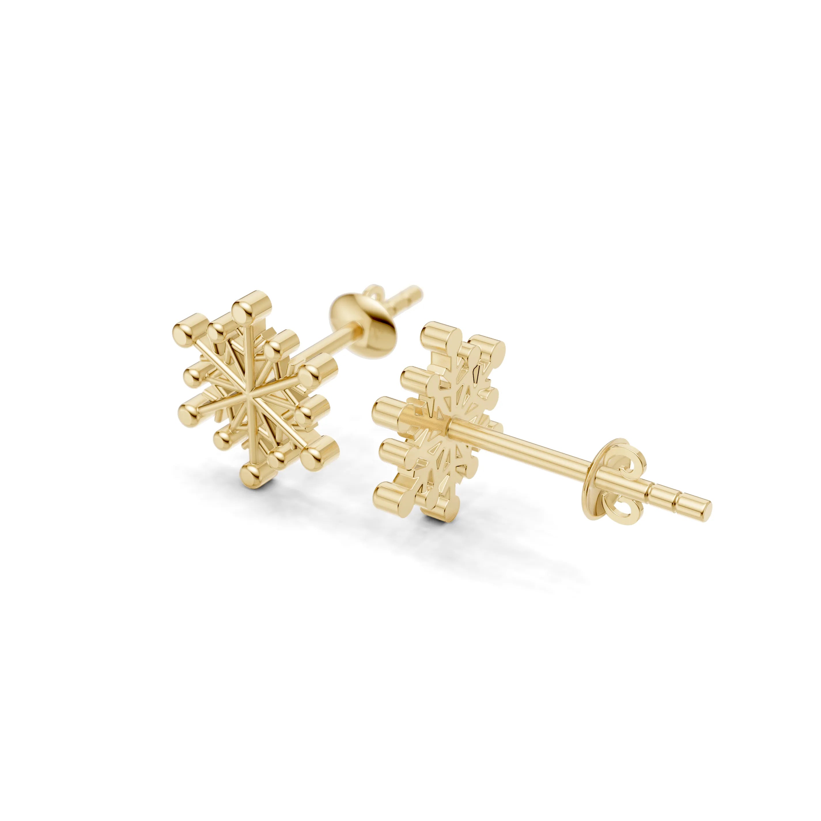 Pargold Solid Gold Elegant Snowflake Stud Earrings -Gold_Static_Gold