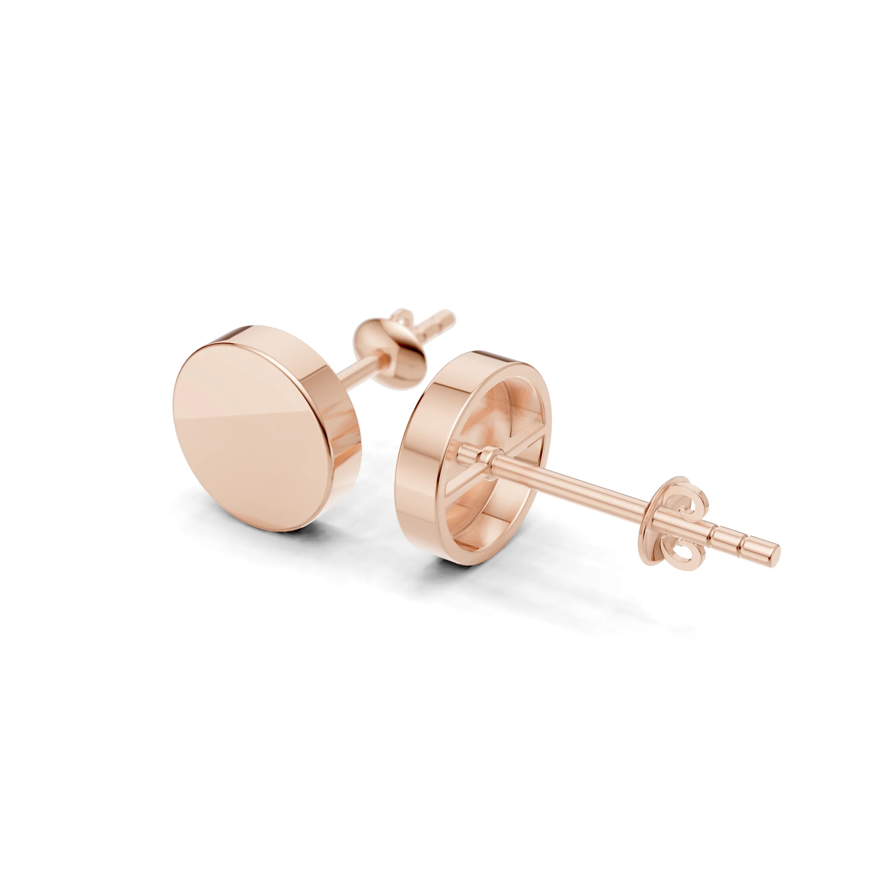 Pargold Solid Gold Classic Gold Disc Stud Earrings -Rose_Static_Rose