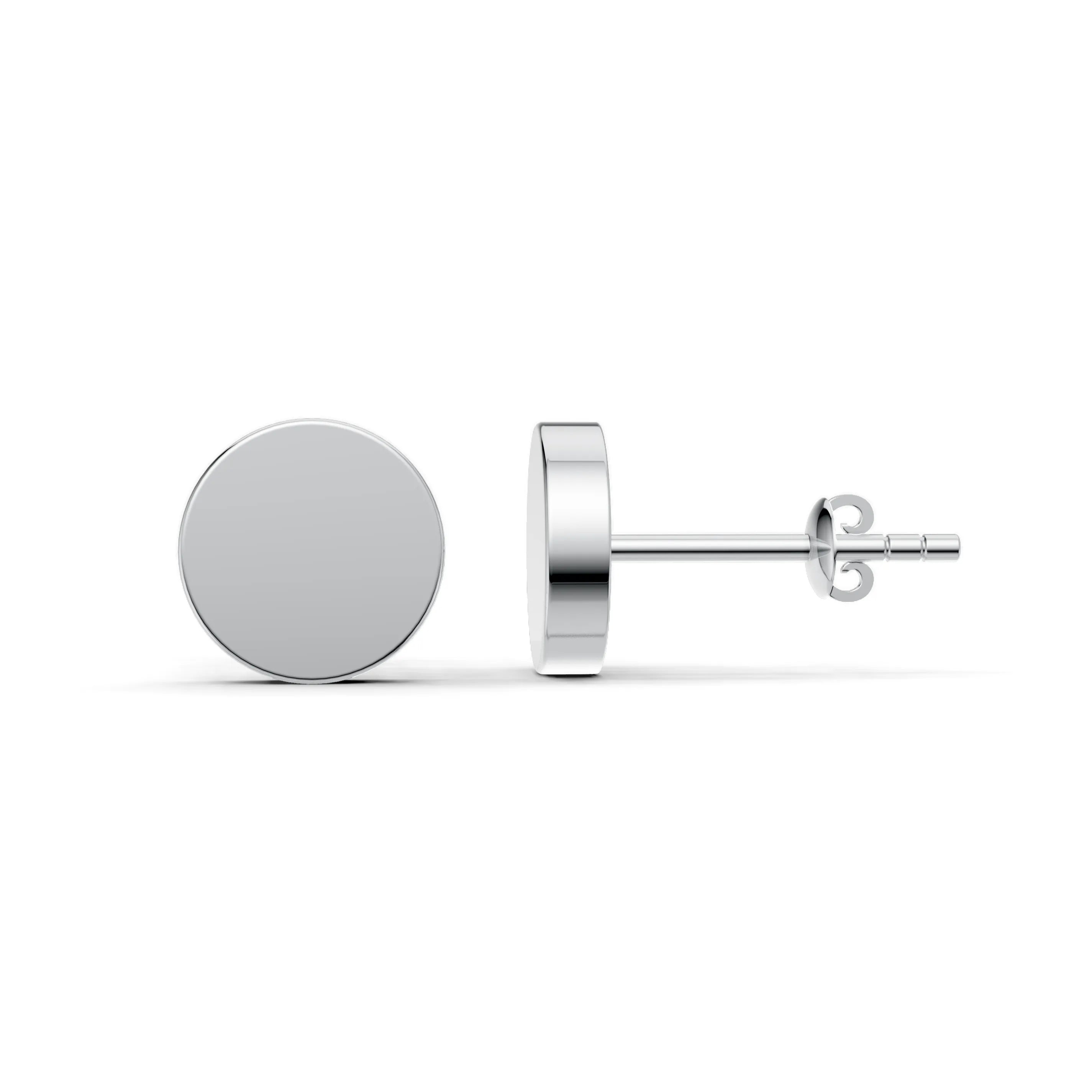 Pargold Solid Gold Classic Gold Disc Stud Earrings -Silver_Static_Silver