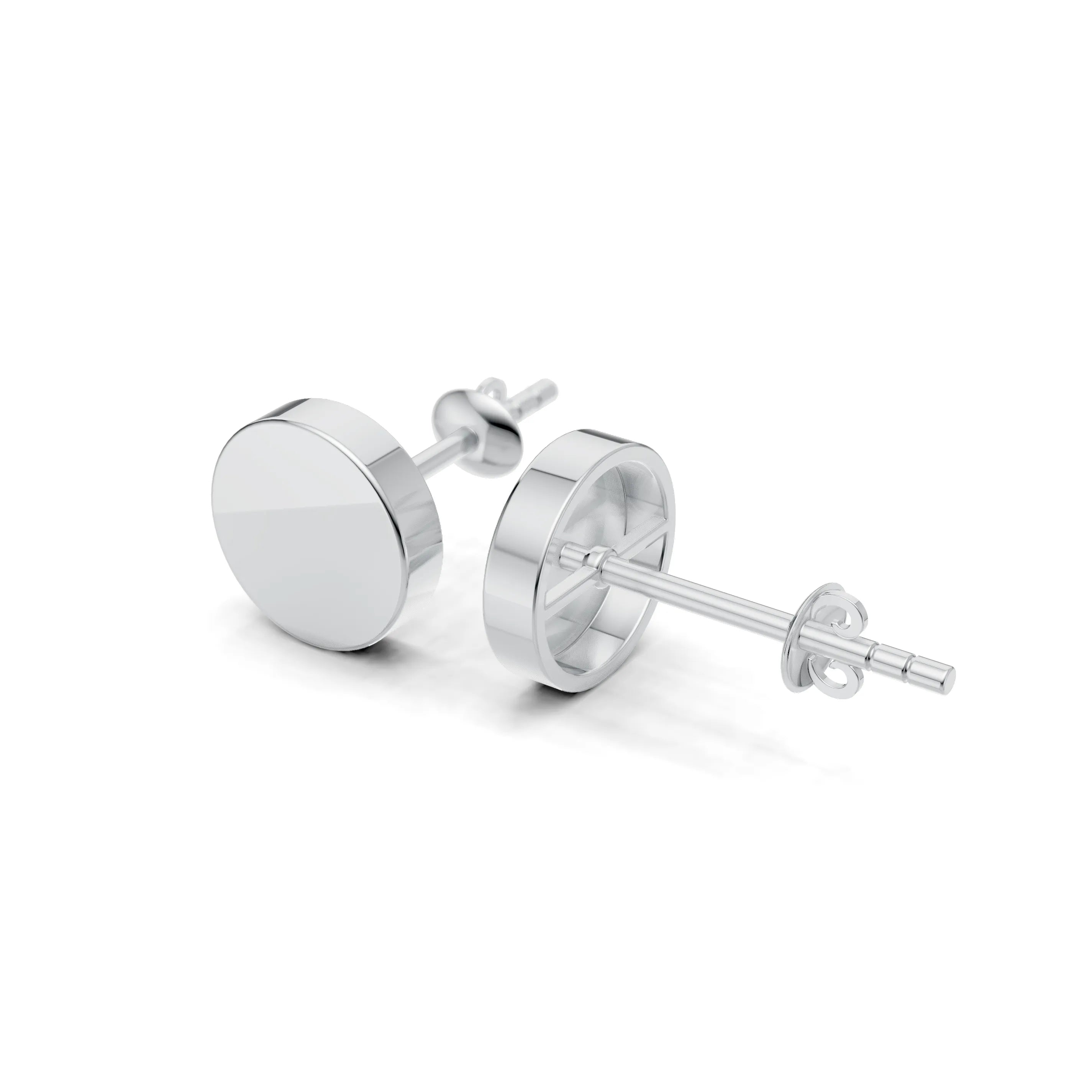 Pargold Solid Gold Classic Gold Disc Stud Earrings -Silver_Static_Silver