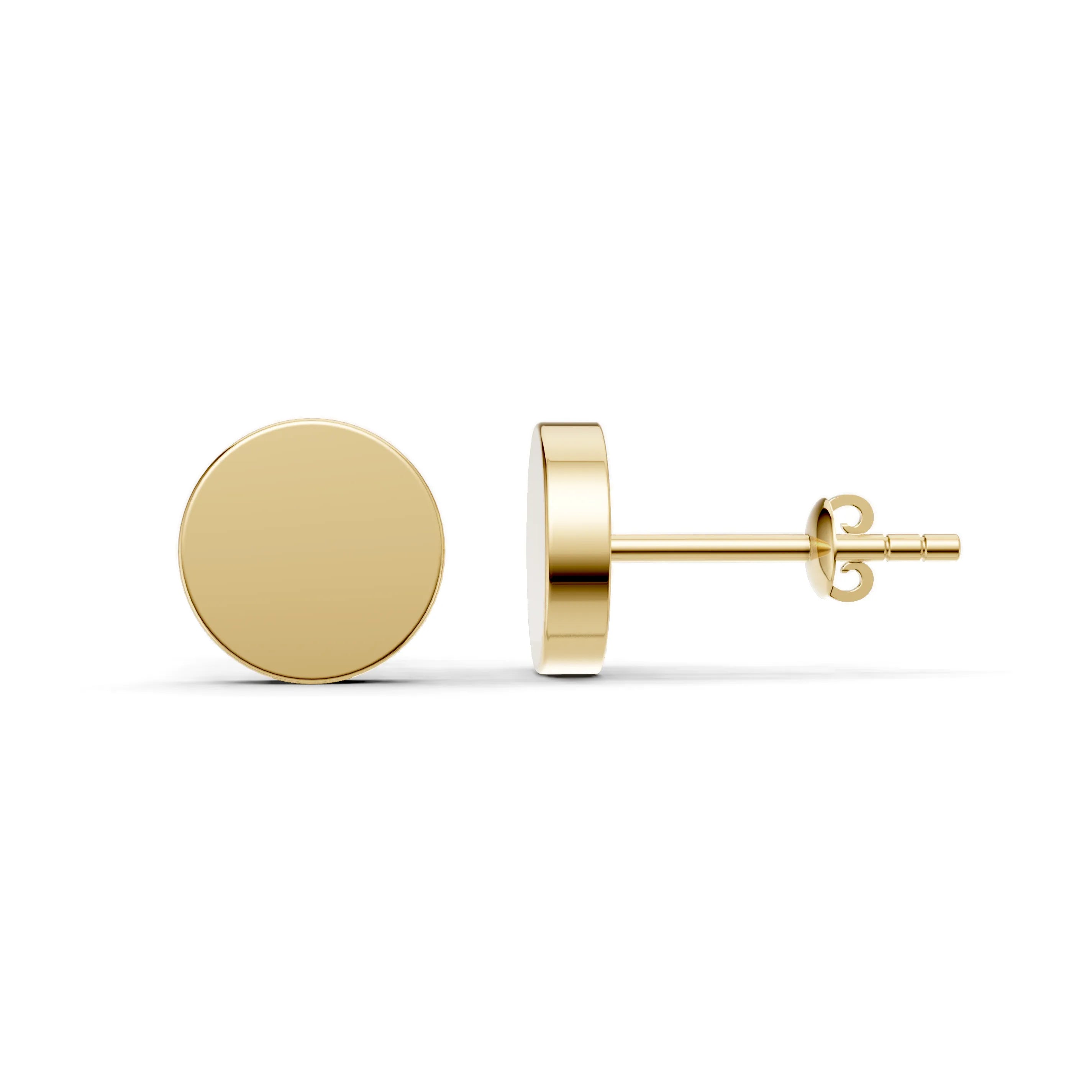 Pargold Solid Gold Classic Gold Disc Stud Earrings -Gold_Static_Gold