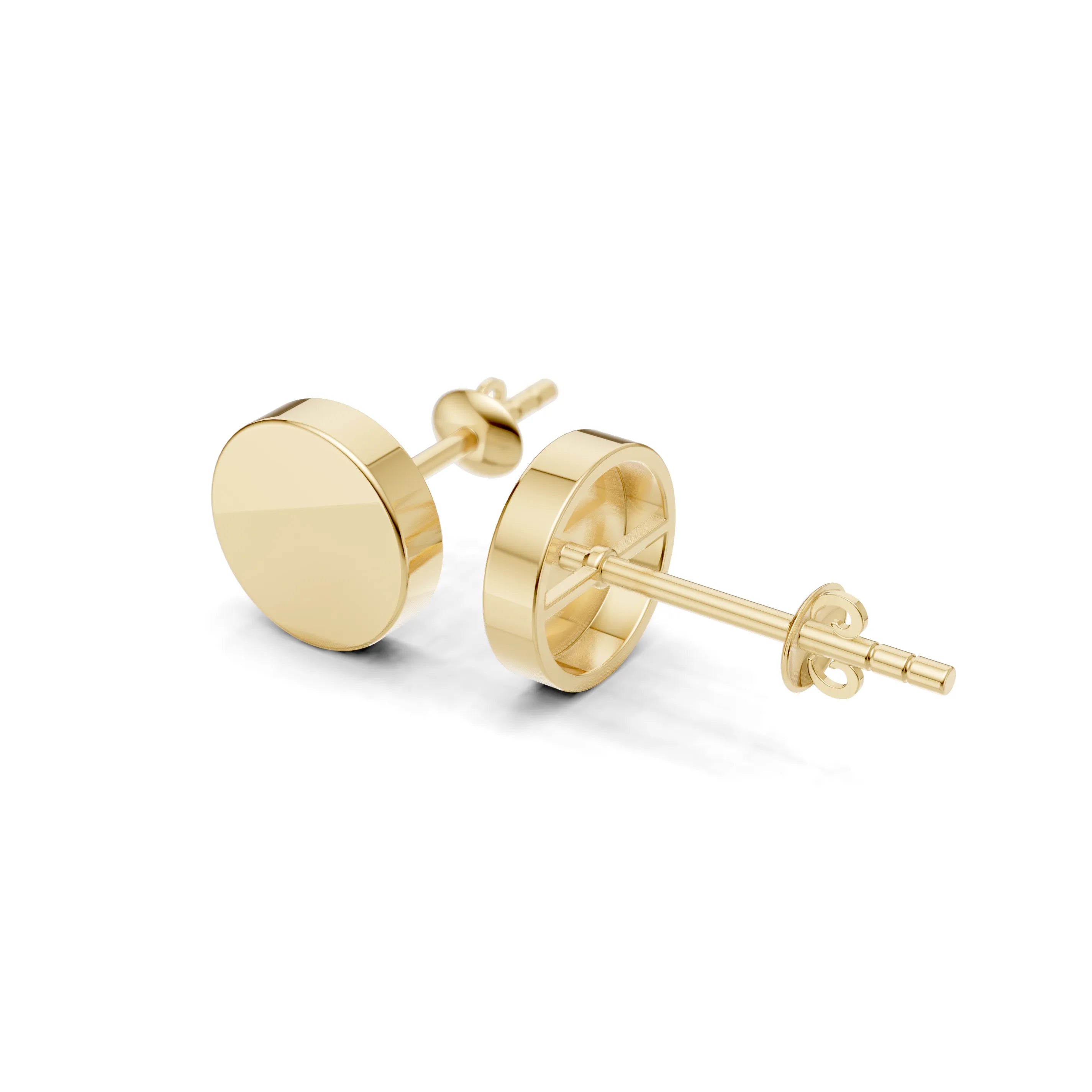 Pargold Solid Gold Classic Gold Disc Stud Earrings -Gold_Static_Gold