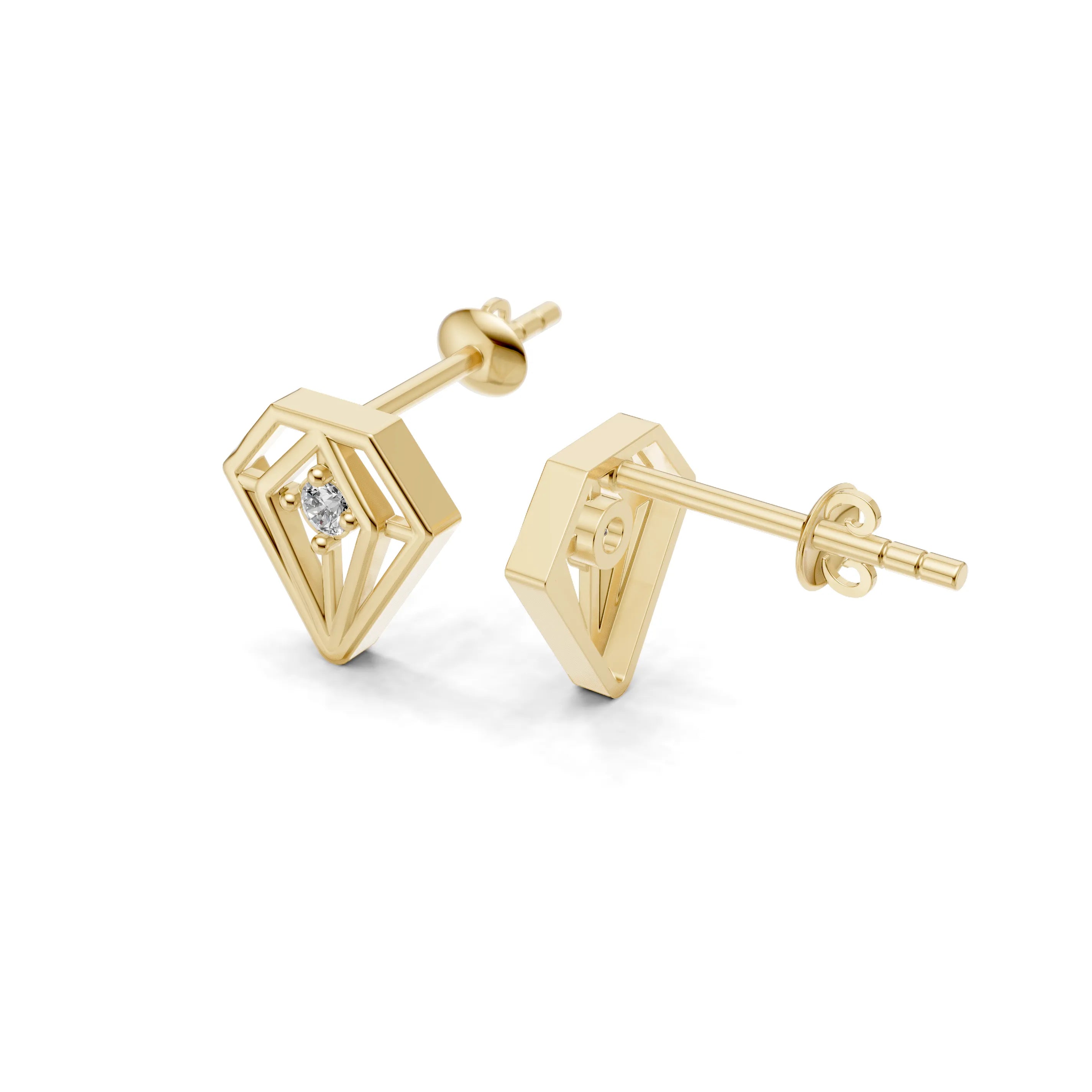 Pargold Solid Gold Diamon-Shaped Gemstone Earrings -Gold_Diamond_Static_Gold