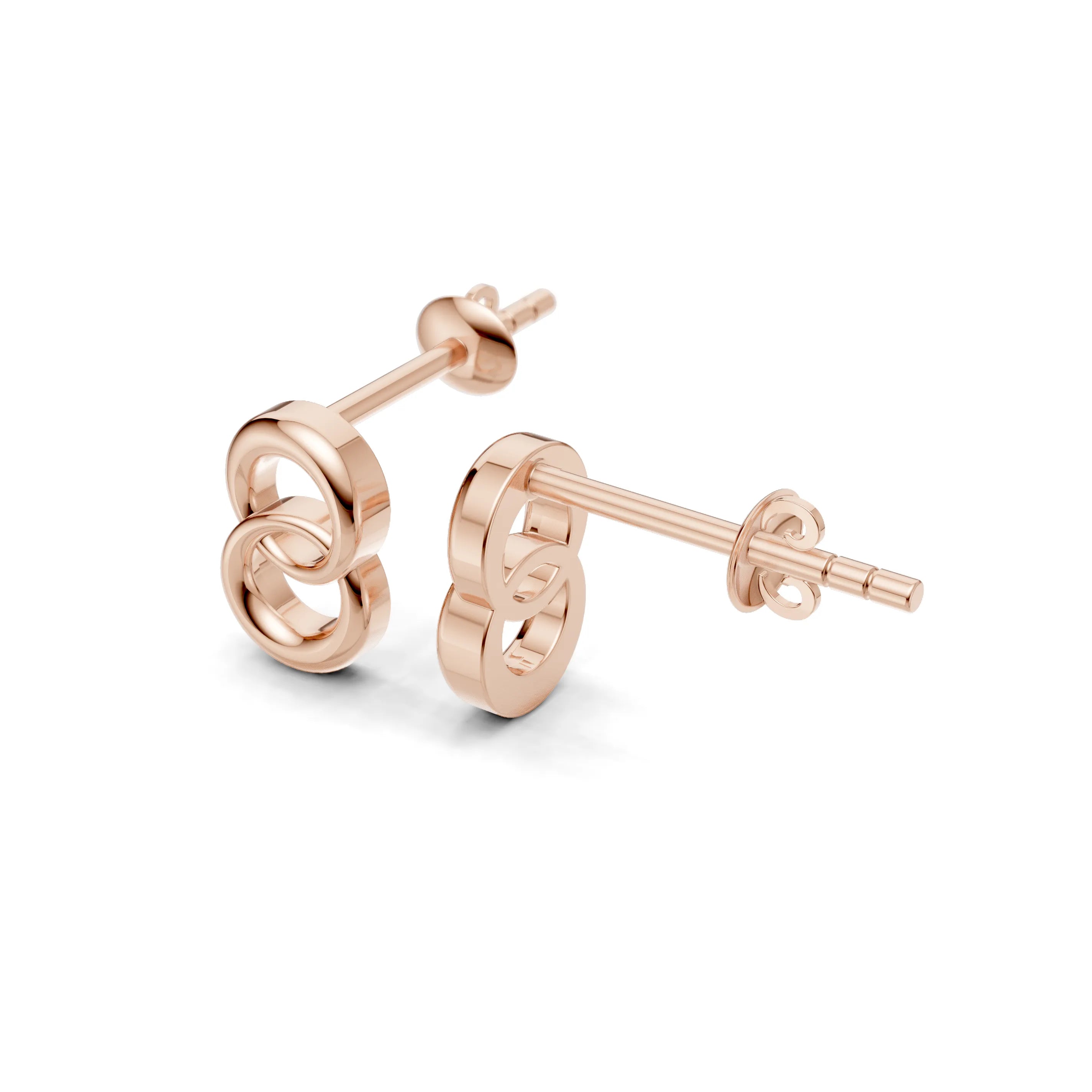 Pargold Solid Gold Elegant Interlocking Circle Loops Earrings -Rose_Static_Rose