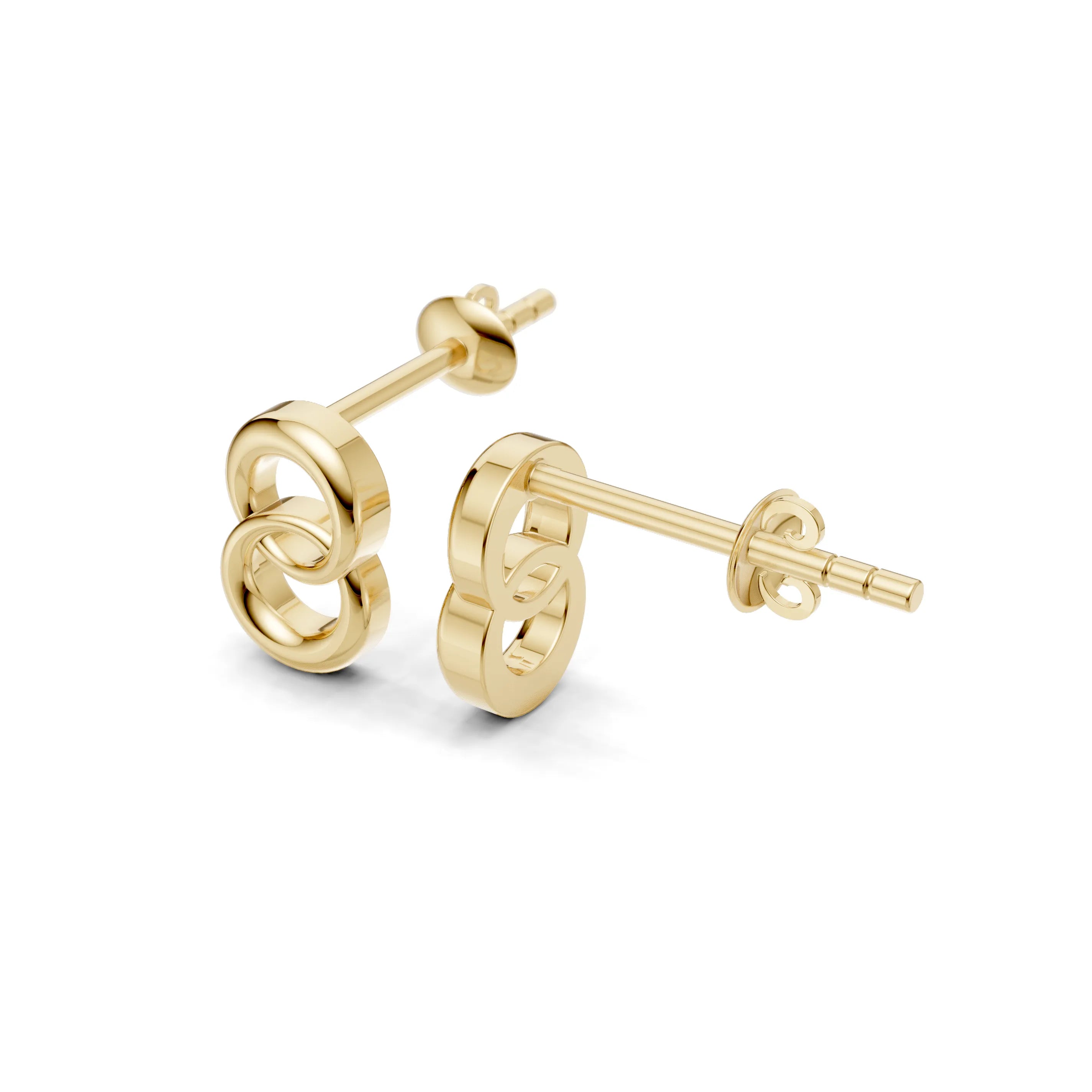 Pargold Solid Gold Elegant Interlocking Circle Loops Earrings -Gold_Static_Gold