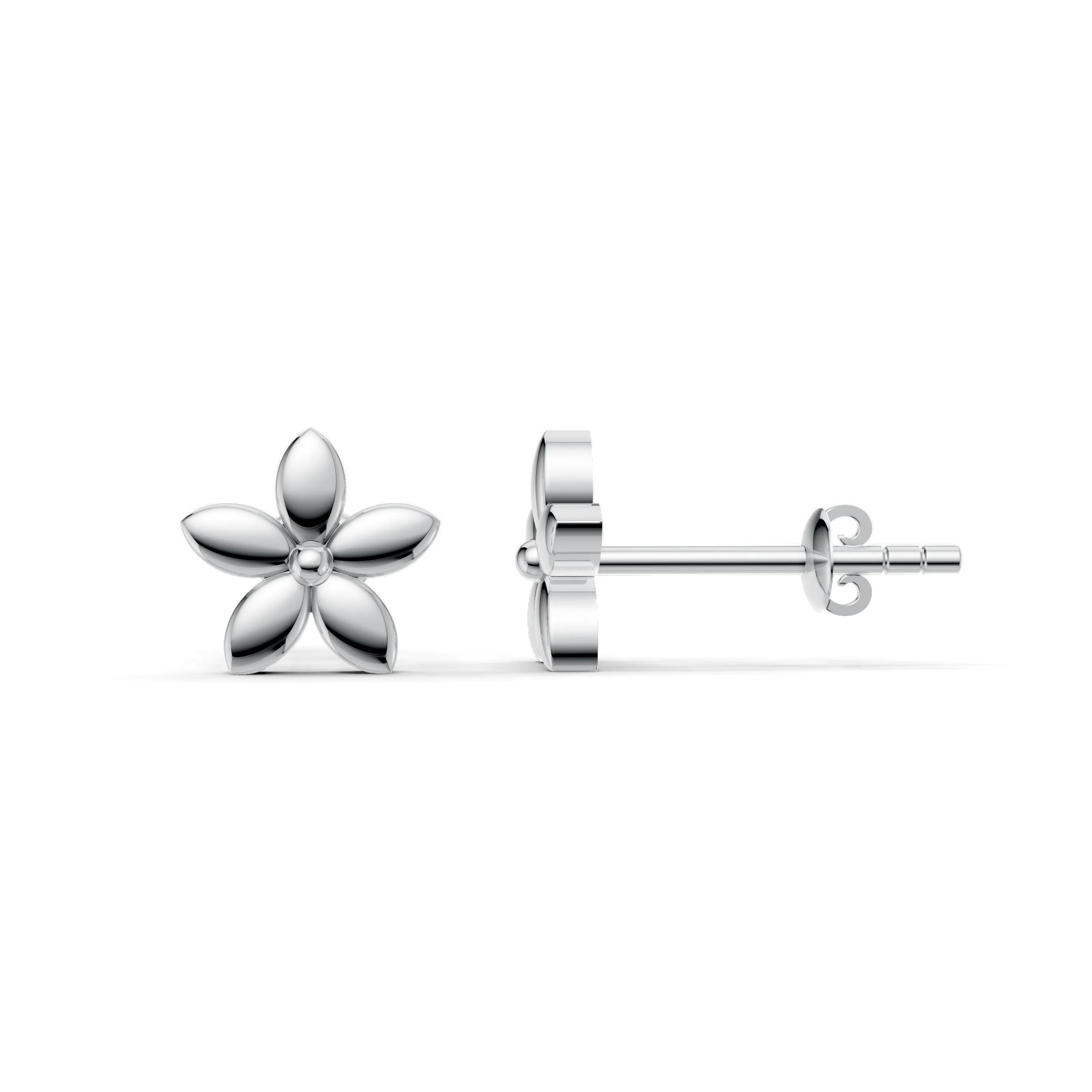 Pargold Solid Gold Radiant Floral Gold Stud Earrings -Silver_Static_Silver