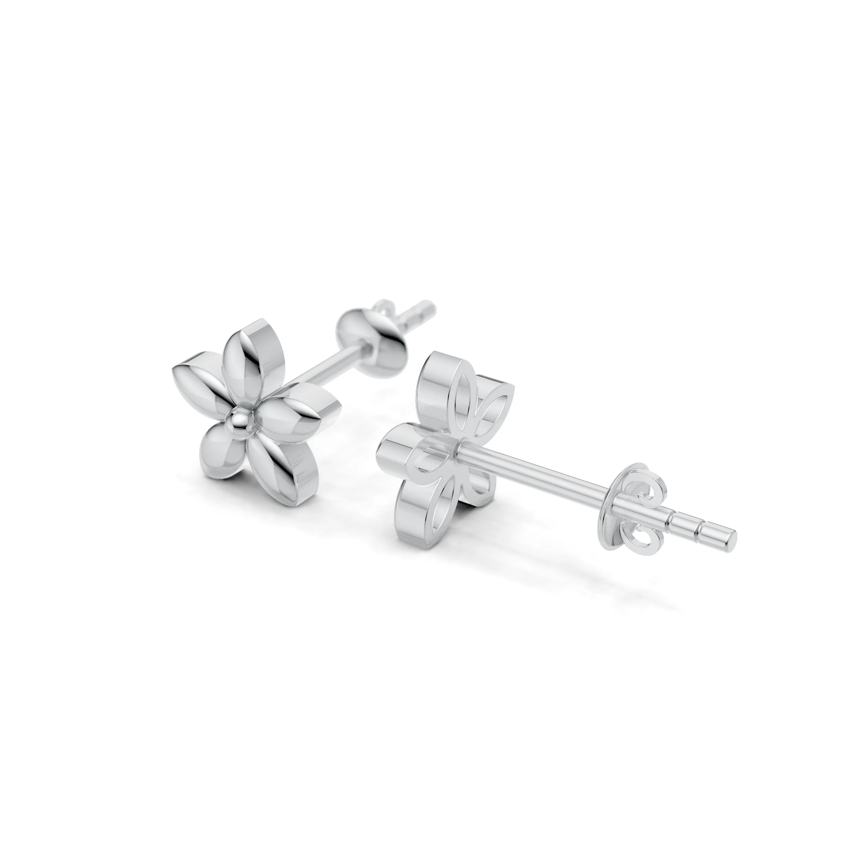 Pargold Solid Gold Radiant Floral Gold Stud Earrings -Silver_Static_Silver