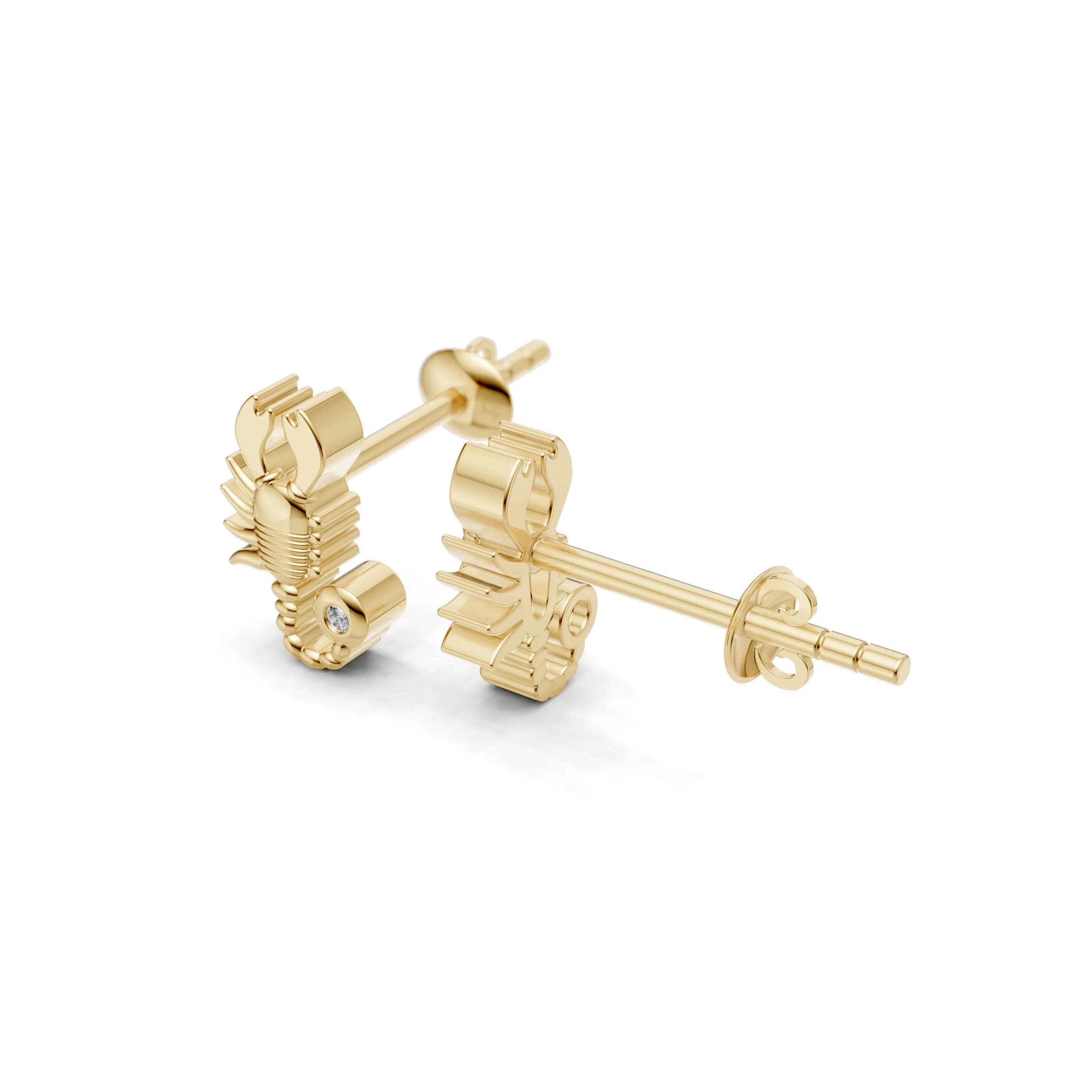 Pargold Solid Gold Scorpio Zodiac Earrings -Gold_Diamond_Static_Gold