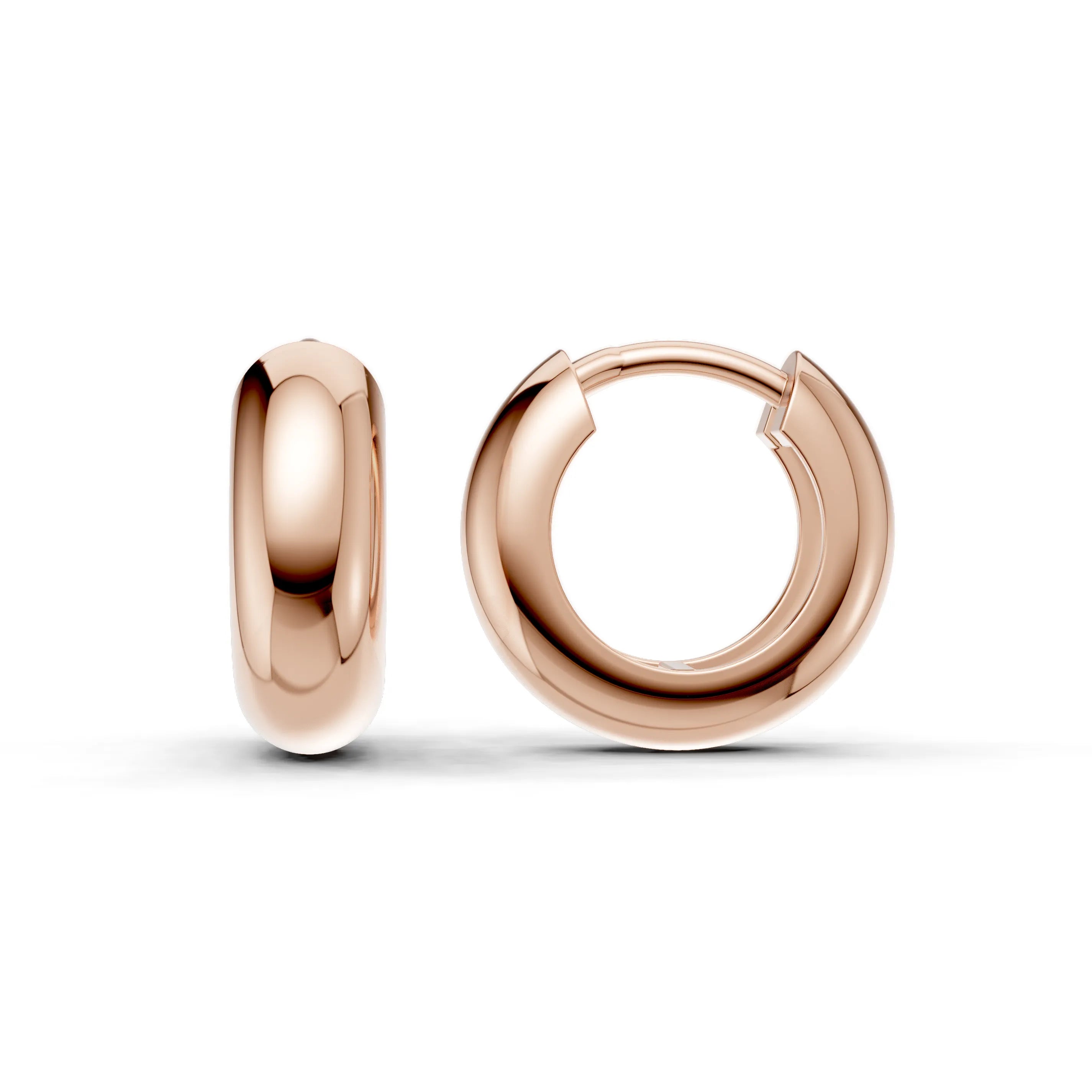 Pargold Solid Gold Classic Gold Hoop Earrings - Thick - Small Size -Rose_Static_Rose