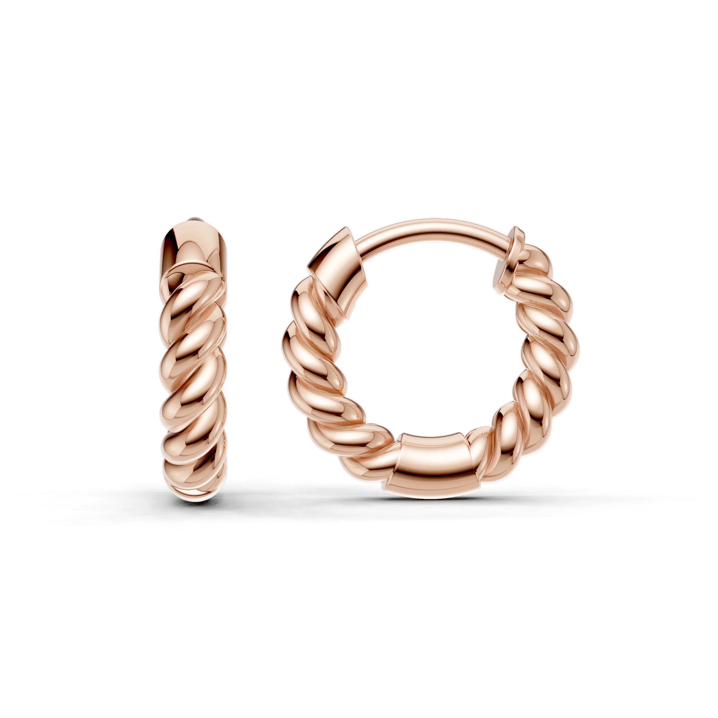 Pargold Solid Gold Twisted Rope Hoop Earrings -Rose_Static_Rose