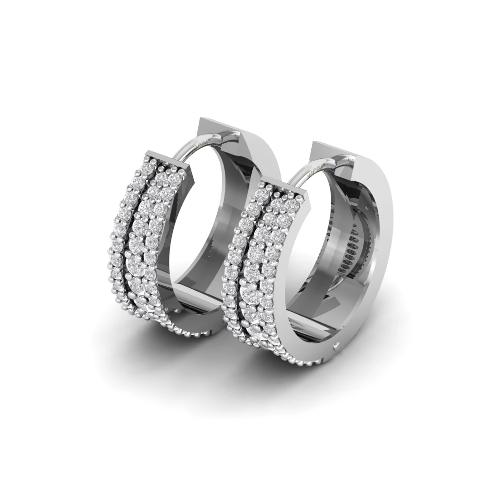 Pargold Solid Gold Dual Radiance Hoop Earrings -Silver_Diamond_Diamond_Static_Silver